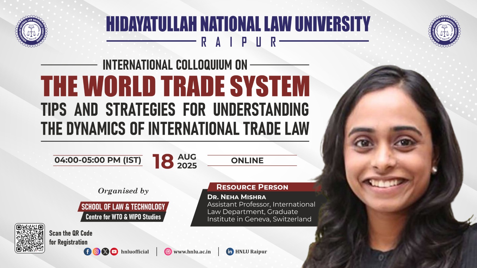 एचएनएलयू में अंतरराष्ट्रीय व्यापार कानून पर संगोष्ठी सम्पन्न, विशेषज्ञों ने साझा किए अनुभव और रणनीतियाँ एचएनएलयू में अंतरराष्ट्रीय व्यापार कानून पर संगोष्ठी सम्पन्न, विशेषज्ञों ने साझा किए अनुभव और रणनीतियाँ