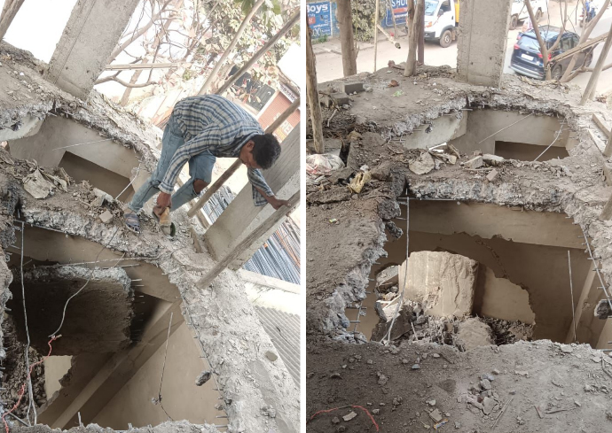 निगम जोन 9 ने अशोका रत्न के सामने अवैध निर्माण को जेसीबी और कटर मशीन लगाकर तोड़ा निगम जोन 9 ने अशोका रत्न के सामने अवैध निर्माण को जेसीबी और कटर मशीन लगाकर तोड़ा