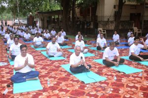 अंतरराष्ट्रीय योग दिवस पर पॉवर कंपनी मुख्यालय में सामूहिक योग