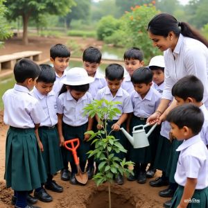 बिन्नीबाई सोनकर उच्चतर माध्यमिक शाला में &lsquo;प्रोजेक्ट हरियर पाठशाला&rsquo; के तहत 700 पौधे रोप गए