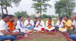  बोरियाखुर्द रायपुर में दशहरा उत्सव हेतु आयोजन स्थन का भूमिपूजन सम्पन्न