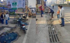 जेसीबी मशीन लगवाकर नाली पर निर्मित लगभग 15 पाटों को तोड़कर करवाई सघन सफाई जेसीबी मशीन लगवाकर नाली पर निर्मित लगभग 15 पाटों को तोड़कर करवाई सघन सफाई