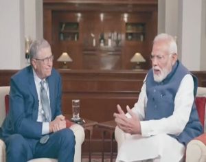 प्रधानमंत्री नरेन्द्र मोदी ने माइक्रोसॉफ्ट के संस्थापक बिल गेट्स के साथ की चर्चा