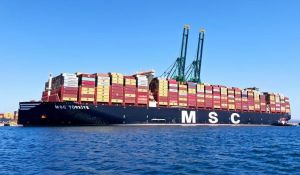 फुटबॉल मैदान से चार गुना बड़ा जहाज पहुंचा विझिंजम पोर्ट