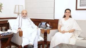 कंगना ने अमित शाह से मुलाकात की, हिमाचल में हुई भीषण बारिश और बाढ़ के बारे में जानकारी साझा की