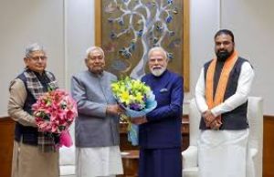 नीतीश कुमार, सम्राट चौधरी ने प्रधानमंत्री नरेन्द्र मोदी से मुलाकात की